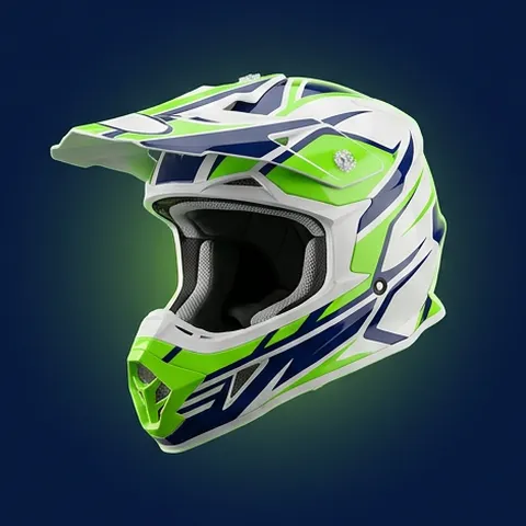 Casco de cross blanco con verde lima