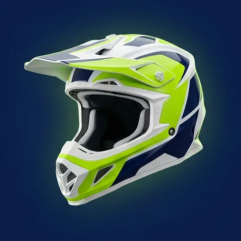 Casco de cross lima y azul
