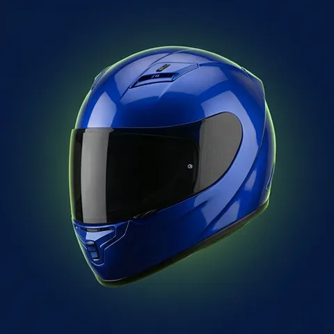 Casco integral azul brillante