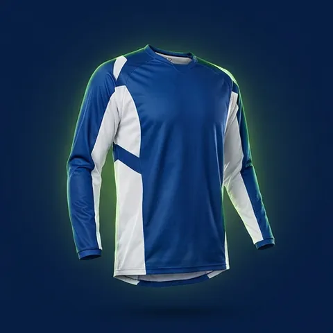Camiseta de cross azul y blanca
